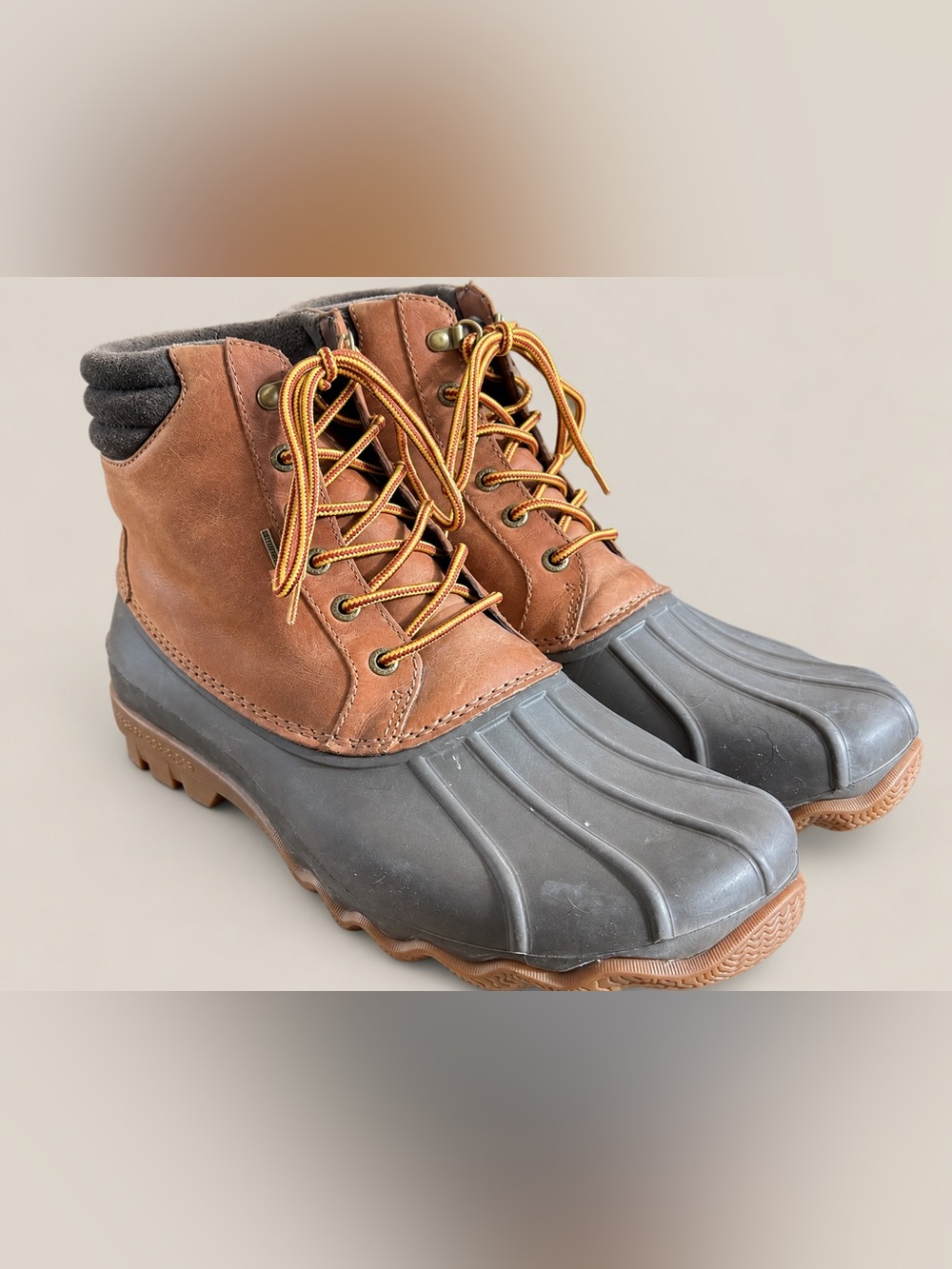 Sperry Top-Sider Men’s Duck Boots Brown Leather Waterproof Size 11